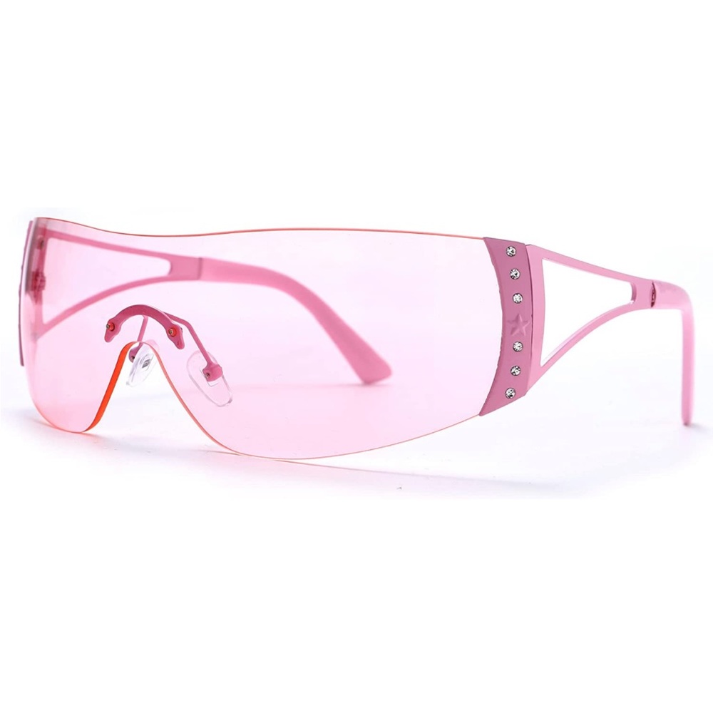Y2K Pink Shield Sunglasses